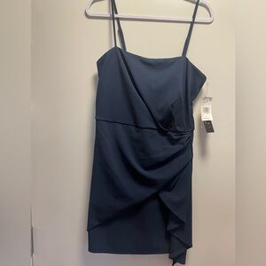 NWT Blue Asymmetrical Ruched Cocktail Dress
